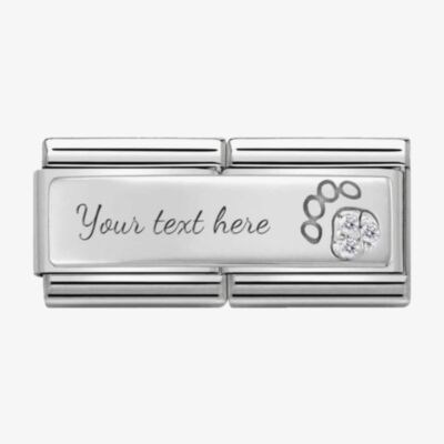 Nomination CLASSIC Silvershine Symbols Stainless Steel Cubic Zirconia Paw Print Double Charm 330731/13