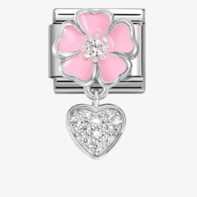 Nomination CLASSIC Pink Flower Heart Dropper Charm 331814/01