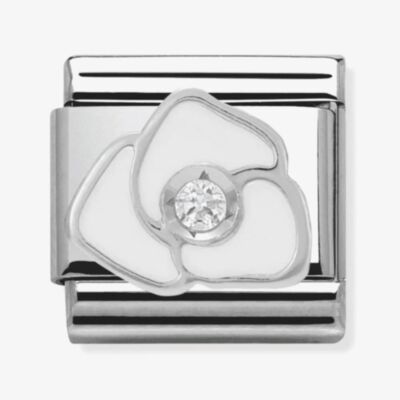 Nomination CLASSIC Silvershine White Rose Flower Charm 330305/06