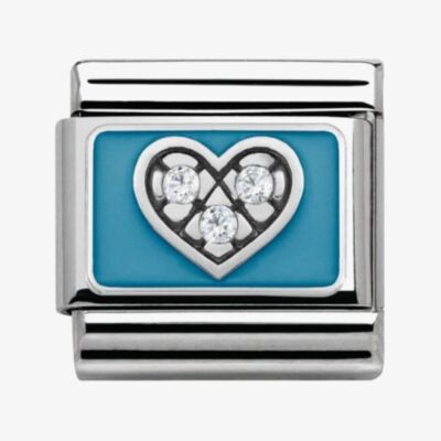 Nomination CLASSIC Silvershine My Family Blue Heart Charm 330306/07