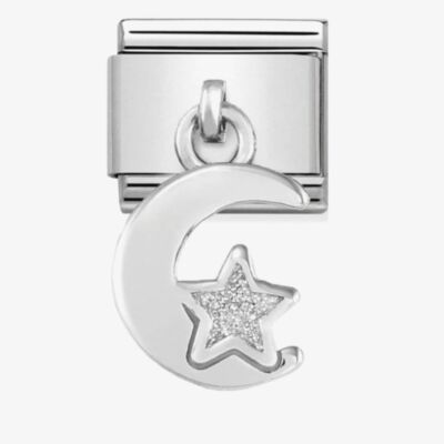 Nomination CLASSIC Silvershine Moon And Star Glitter Drop Charm 331805/05