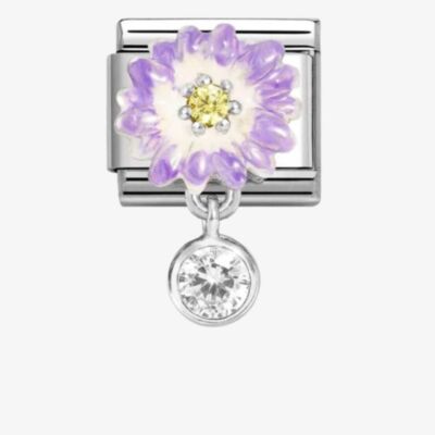 Nomination CLASSIC Silvershine Purple Flower Round Cubic Zirconia Dropper Charm 331814/12