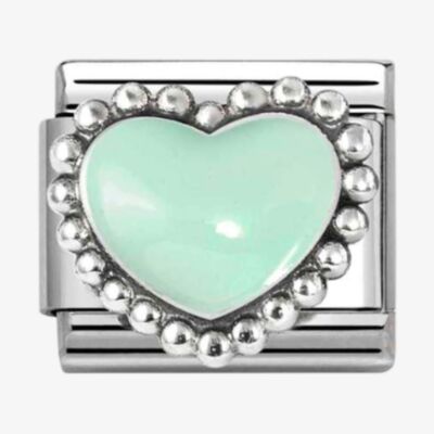 Nomination CLASSIC Stainless Steel & Silver Green Dotted Heart Charm 330204/35