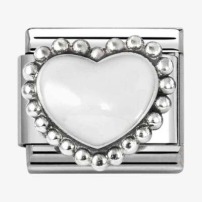 Nomination Stainless Steel & Silver White Dotted Heart Charm 330204/36