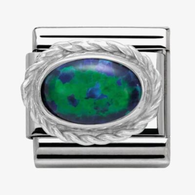Nomination CLASSIC Silvershine Ornate Settings Green Opal Charm 330503/26