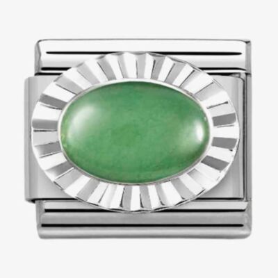 Nomination CLASSIC Composable Oval Green Aventurina Fluted Bezel Charm 330507/23