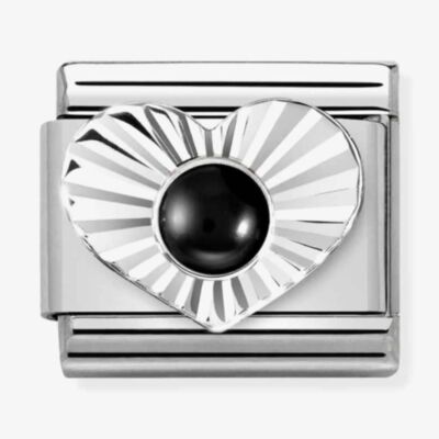 Nomination CLASSIC Composable Black Agate Heart Fluted Bezel Charm 330508/02
