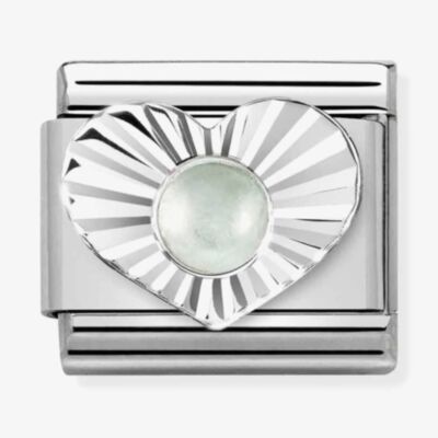 Nomination CLASSIC Composable Milky Aquamarine Heart Fluted Bezel Charm 330508/31