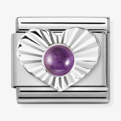Nomination CLASSIC Composable Amethyst Heart Fluted Bezel Charm 330508/35
