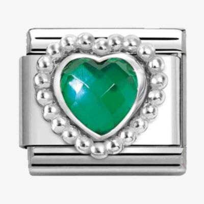 Nomination CLASSIC Silvershine Green Faceted Heart Beaded Setting Charm 330606/004
