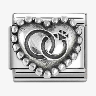 Nomination Stainless Steel & Silver Wedding Rings Bead Heart Charm 330101/90