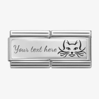 Nomination CLASSIC Silvershine Stainless Steel Engraved Cat Double Charm 330710/17