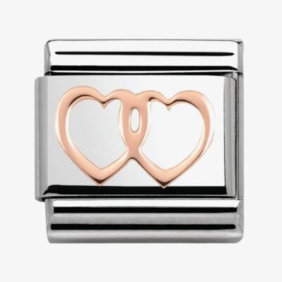 Nomination CLASSIC Rose Gold Plates Double Hearts Charm 430104/08