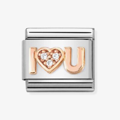 Nomination CLASSIC Composable Romance Cubic Zirconia I Love U Heart Charm 430305/36