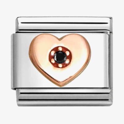 Nomination CLASSIC Rose Gold Symbols Black Heart Charm 430305/40