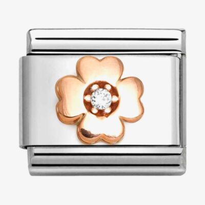 Nomination CLASSIC Rose Gold Symbols White Clover Charm 430305/43