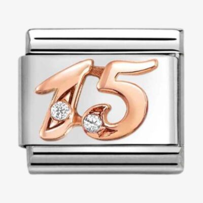 Nomination CLASSIC Rose Gold Cubic Zirconia Number 15 Charm 430315/15