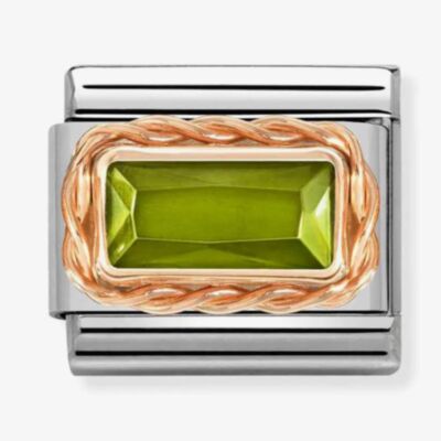 Nomination Composable Rose Gold Rope Green Cubic Zirconia Charm 430604/033