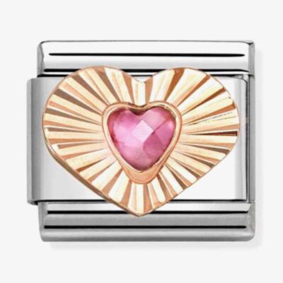 Nomination Classic Rose Gold Heart Pink Cubic Zirconia Charm 430610/003