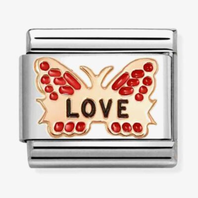 Nomination Classic Rose Gold Red Love Butterfly Charm 430202/47