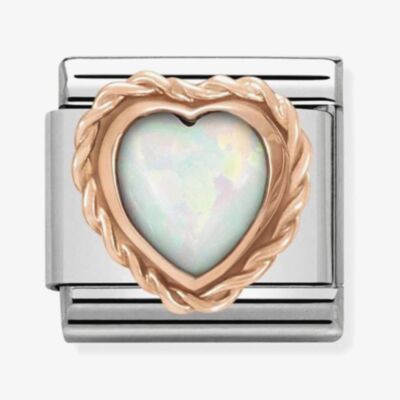 Nomination CLASSIC Rose Gold Stones Heart White Opal Charm 430509/22