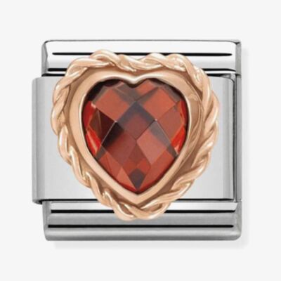 Nomination CLASSIC Rose Gold Faceted Heart Red Charm 430602/005
