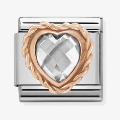 Nomination CLASSIC Rose Gold Faceted Heart White Charm 430602/010