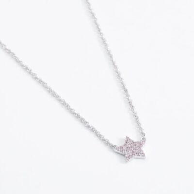 Crislu Sterling Silver Pink Cubic Zirconia Star Necklace 9010068N13PI