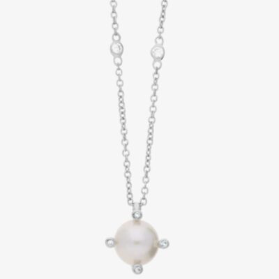 Crislu Silver Freshwater Pearl and Cubic Zirconia Pendant 9010112N16PL