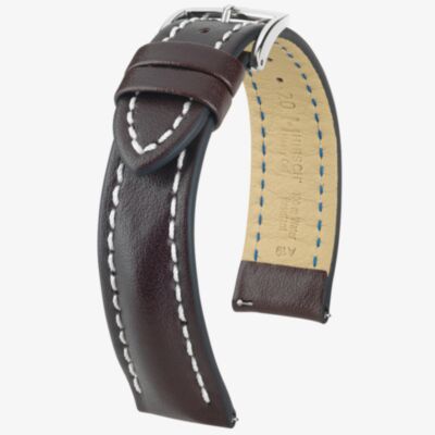 HIRSCH HEAVY CALF Long Brown Leather Watch Strap 014  7 5  0 10-2
