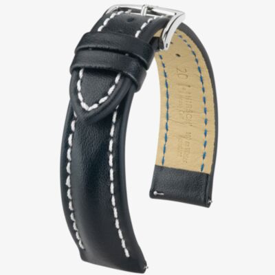 HIRSCH HEAVY CALF Long Black Leather Watch Strap 014 75 0 50-2