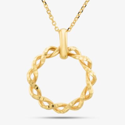 9ct Yellow Gold Diamond Cut Twist Circle Necklace 1.19.0414