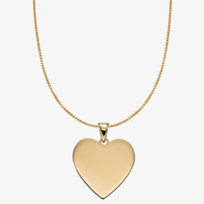 9ct Yellow Gold Plain Heart Necklace GP2237 GN141
