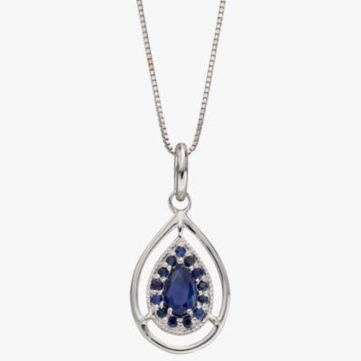 9ct White Gold Sapphire Cut Out Teardrop Necklace GP2271L GN151
