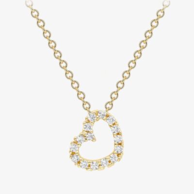 9ct Yellow Gold Cubic Zirconia Open Heart Pendant Necklace 110625114400