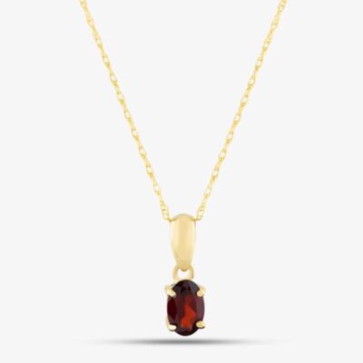 9ct Yellow Gold Oval Cut Garnet Necklace OJS0006P-GAR 9KY