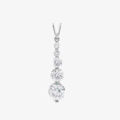 9ct White Gold 20x5mm Graduated Cubic Zirconia Drop Pendant 5.63.2064