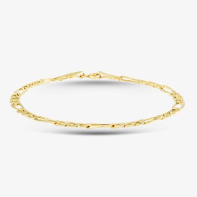 9ct Yellow Gold 7.5 Inch Figaro Chain Bracelet HF080-7.5