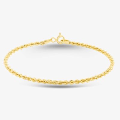 9ct Yellow Gold 18cm Hollow Rope Chain Bracelet 1.22.0781