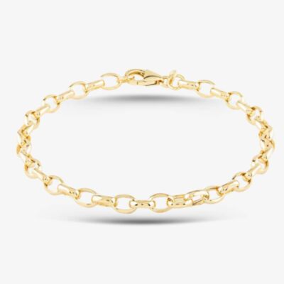 9ct Yellow Gold 8.5 Inch Oval Belcher Chain Bracelet HOB160-8.5
