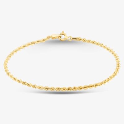 9ct Yellow Gold 7.5 Inch Rope Chain Bracelet HLRP-220-9Y-7.5