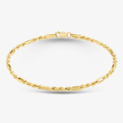 9ct Yellow Gold Diamond Cut Figaro Rope Bracelet 1.22.1171
