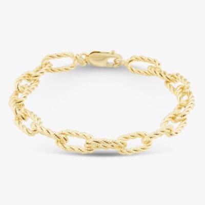 9ct Yellow Gold Textured Oval Link Bracelet 1.28.1502