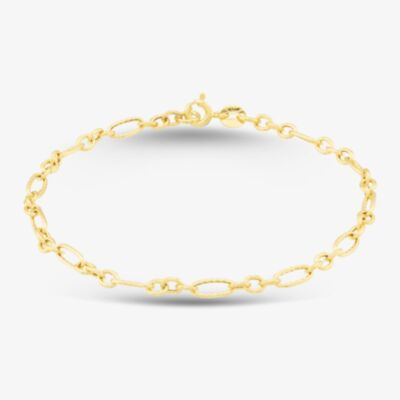 9ct Yellow Gold 19cm Textured Figaro Chain Bracelet 1.26.2902