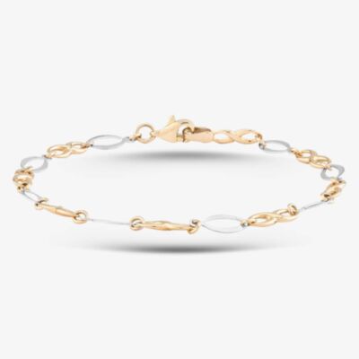 9ct Yellow Gold Two Colour Infinity Link Bracelet GBR61