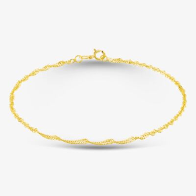 9ct Yellow Gold 18cm Diamond-Cut Twisted Curb Chain Bracelet 1.23.0471
