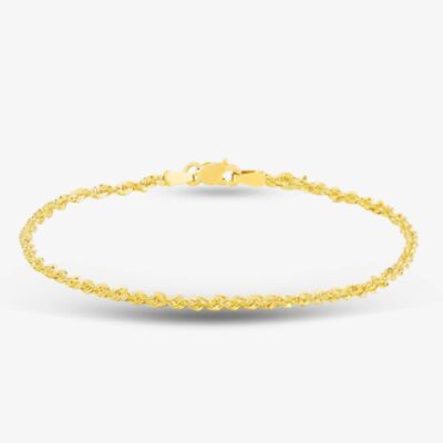 9ct Yellow Gold 7.5 Inch Rope Chain Bracelet 1.29.8472