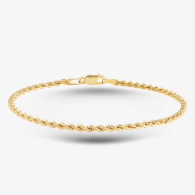 9ct Yellow Gold 7.25 Inch Rope Chain Bracelet 040HVCY-7.25