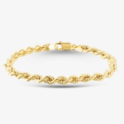 9ct Yellow Gold Thick Rope Chain Bracelet HLRP-500-9Y-8.5