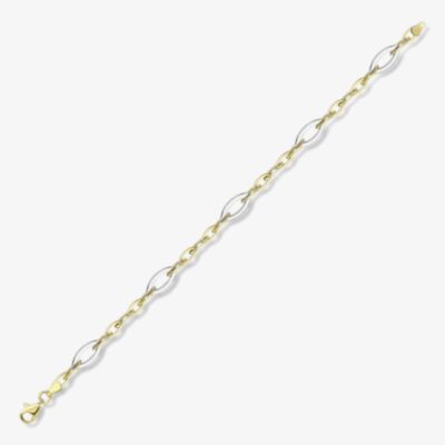 9ct Two Colour Gold Open Marquise Link Bracelet BR602-07